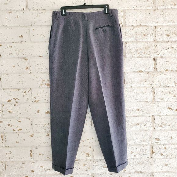 VTG Liz Claiborne 100% Wool Oversize Pleated Pants Trousers High Rise SZ 14P - Picture 2 of 15